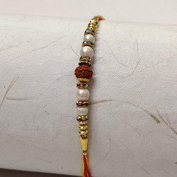 Rudraksh with AD, Pearls and Beads Rakhi