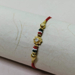 Floral Motif with Multicolor Beads Rakhi