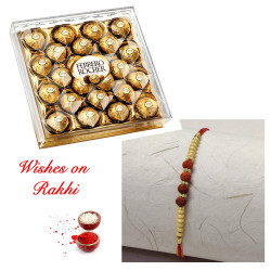 24 Pcs Ferrero Rocher Box with Rudraksh and AD Rakhi