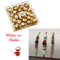 24 Pcs Ferrero Rocher with Set of 3 Rakhis