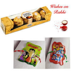 4 Pcs Ferrero Rocher Box with Set of 2 Lovely Kids Rakhis