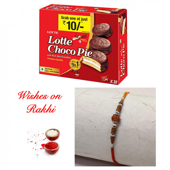 Lotte Choco Pie with Rudraksh AD and Pearls Rakhi