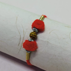 Delicate Gotta with Wooden Bead Rakhi