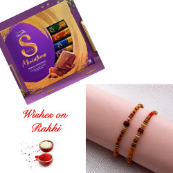 Classic Rudraksh Rakhi Set with Cadbury Silk Miniatures
