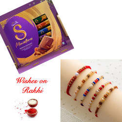 Festive 5 Rakhi Set with Cadbury Silk Miniatures