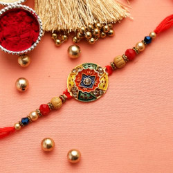 Authentic Rajasthani Colourful Meenawork Metal Rakhi