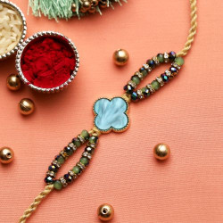 Stylish American Diamond Rakhi with Faceted Beads