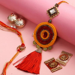 All in All Bhaiya Bhabhi Rakhi Set with Beads, Pearls and Kundan work