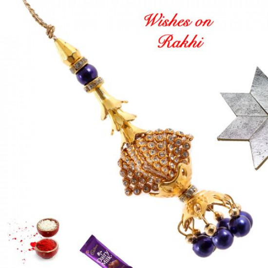 AD and Beads Studded Lumba Rakhi AD and Beads Studded Lumba Rakhi
