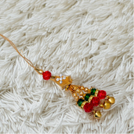 AD Crystals and Ghunghroo Studded Lumba Rakhi