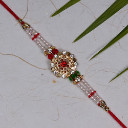 AD Pearls and Multicolor Crystal Rakhi