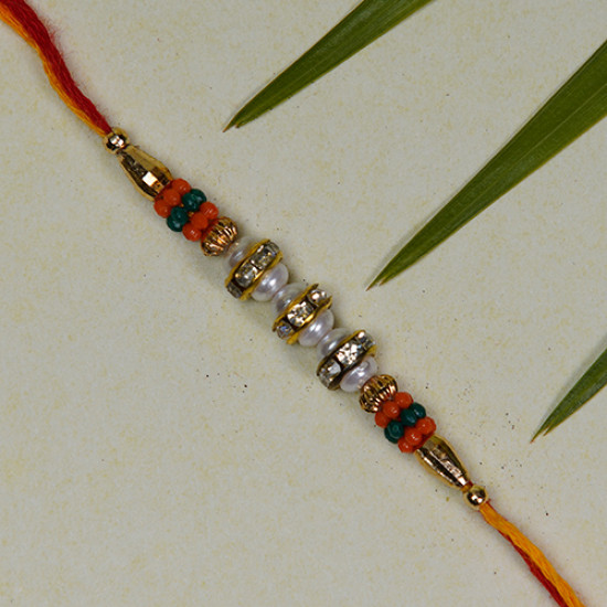 AD with Pearls and Beads Studded Rakhi