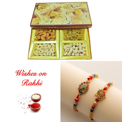 Artisanal Dry Fruits Box with Deluxe Set of 2 Rakhi