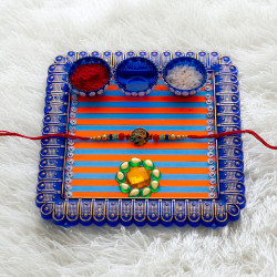 Artisanal Rakhi Thali with Luxurious Handcrafted Rakhi