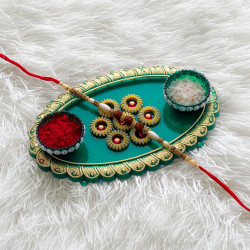Artisanal Rakshabandhan Thali with Premium Rudraksh Rakhi