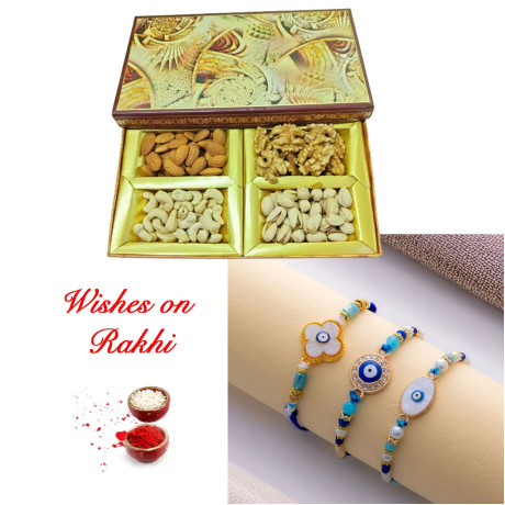 Assorted Dryfruits Hamper with Set of 3 Rakhi