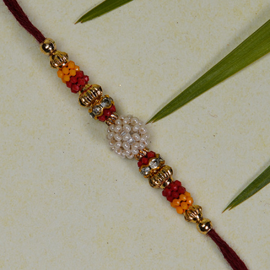 Attractive Multicolor Beads and American Diamonds Rakhi