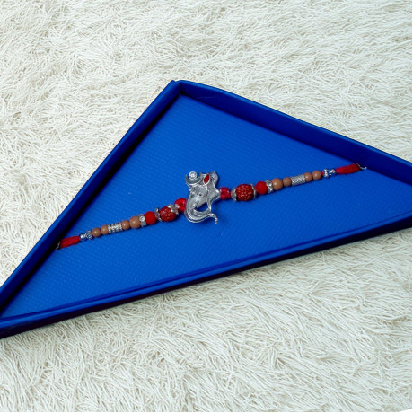 Auspicious Silver Ganesha Rakhi Auspicious Silver Ganesha Rakhi