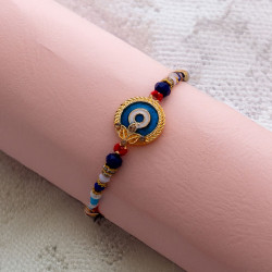 Beaded Colorful Rakhi with Evil Eye Enamel Highlights