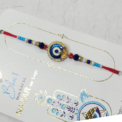 Beaded Colorful Rakhi with Evil Eye Enamel Highlights