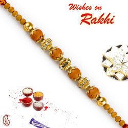 Beautiful Beige Shade Beads Embellished Rakhi
