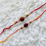 Beautiful Set of 2 Rudraksh Rakhis with Pearls and Beads