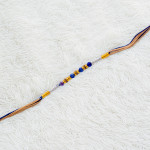 Blue and Golden Beads Rakhi Graced with Pearls