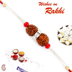 Charming Dual Rudraksh Rakhi with Silver String