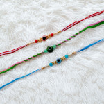 Charming Set of 3 Evil Eye Rakhis with Beads