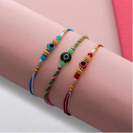 Charming Set of 3 Evil Eye Rakhis with Beads