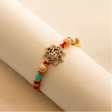 Classic Swastika and Beads Rakhi