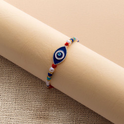 Colorful Beaded Rakhi with Evil Eye Enamel Highlights