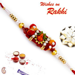Colorful Beads Studded Swastik Kalash Rakhi