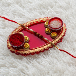 Custom-Made Rakhi Thali with Exclusive Rudraksh Rakhi
