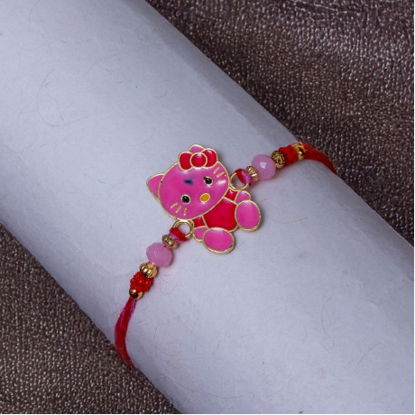 Cute Pink Kids Kitten Rakhi