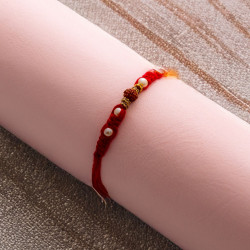 Delicate Pearl and Rudraksh Rakhi