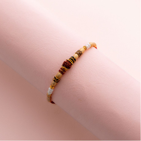 Designer Beads Rakhi with Sacred Rudraksh