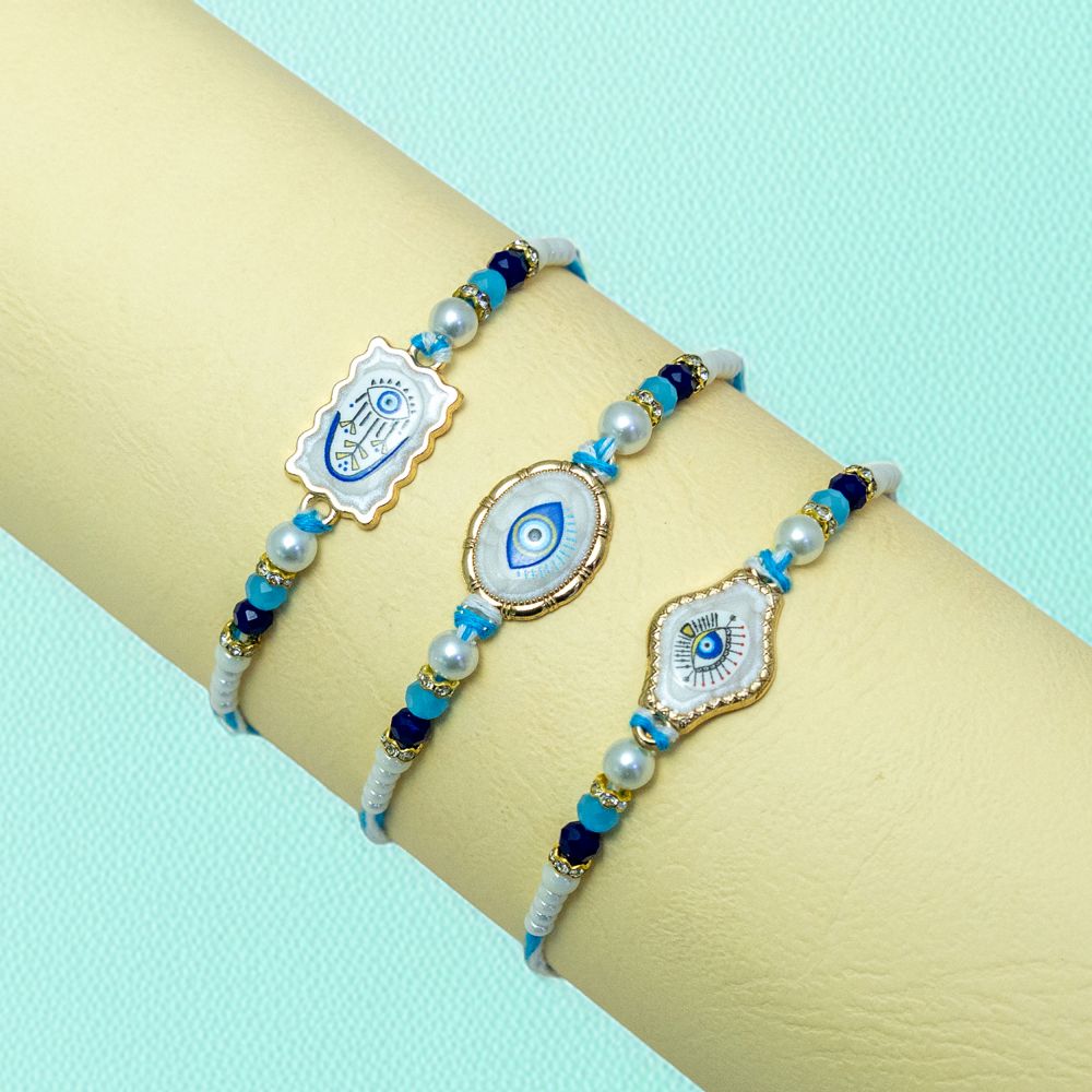 Designer Nazar Battu Evil Eye Rakhi Set of 3 Designer Nazar Battu Evil Eye Rakhi Set of 3