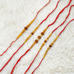 Designer Rudraksha Rakhi Set of 5 with Roli Chawal