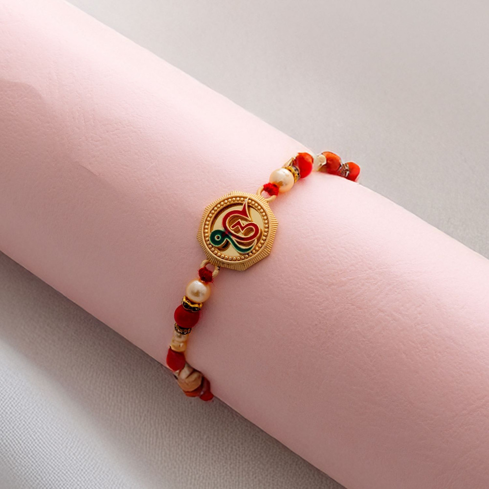 Divine Ek Onkaar and Beads Rakhi for Brother Divine Ek Onkaar and Beads Rakhi for Brother