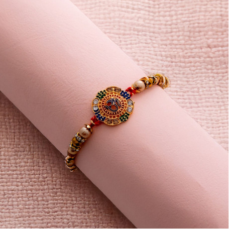 Divine OM and Beads Work Rakhi for Brother