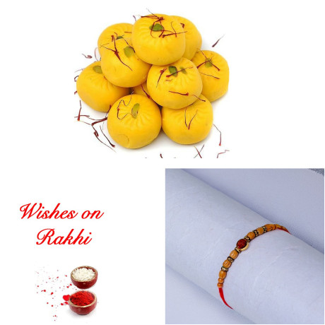 Divine Rakhi with Kesar Peda Treat for Brother Divine Rakhi with Kesar Peda Treat for Brother