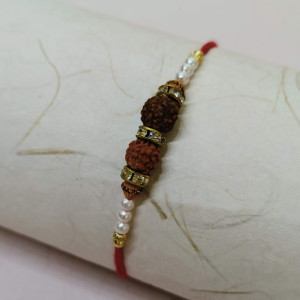 Double Rudraksh with Colored Beads Rakhi