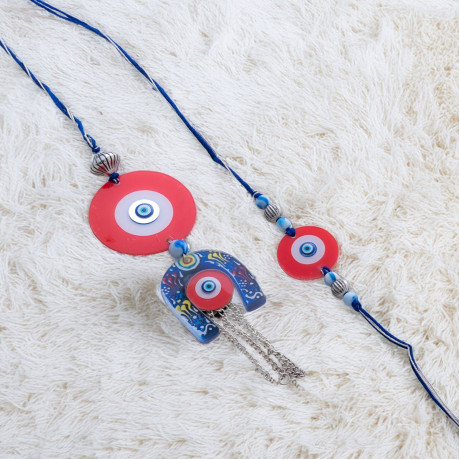 Dual Delight Evil Eye Rakhi Set