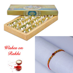 Elegant Rudraksh Rakhi and Kamalbhog Sweets Gift Set