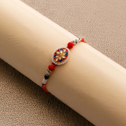 Enchanting Beads Rakhi with Enamel and Sparkling Diamonds