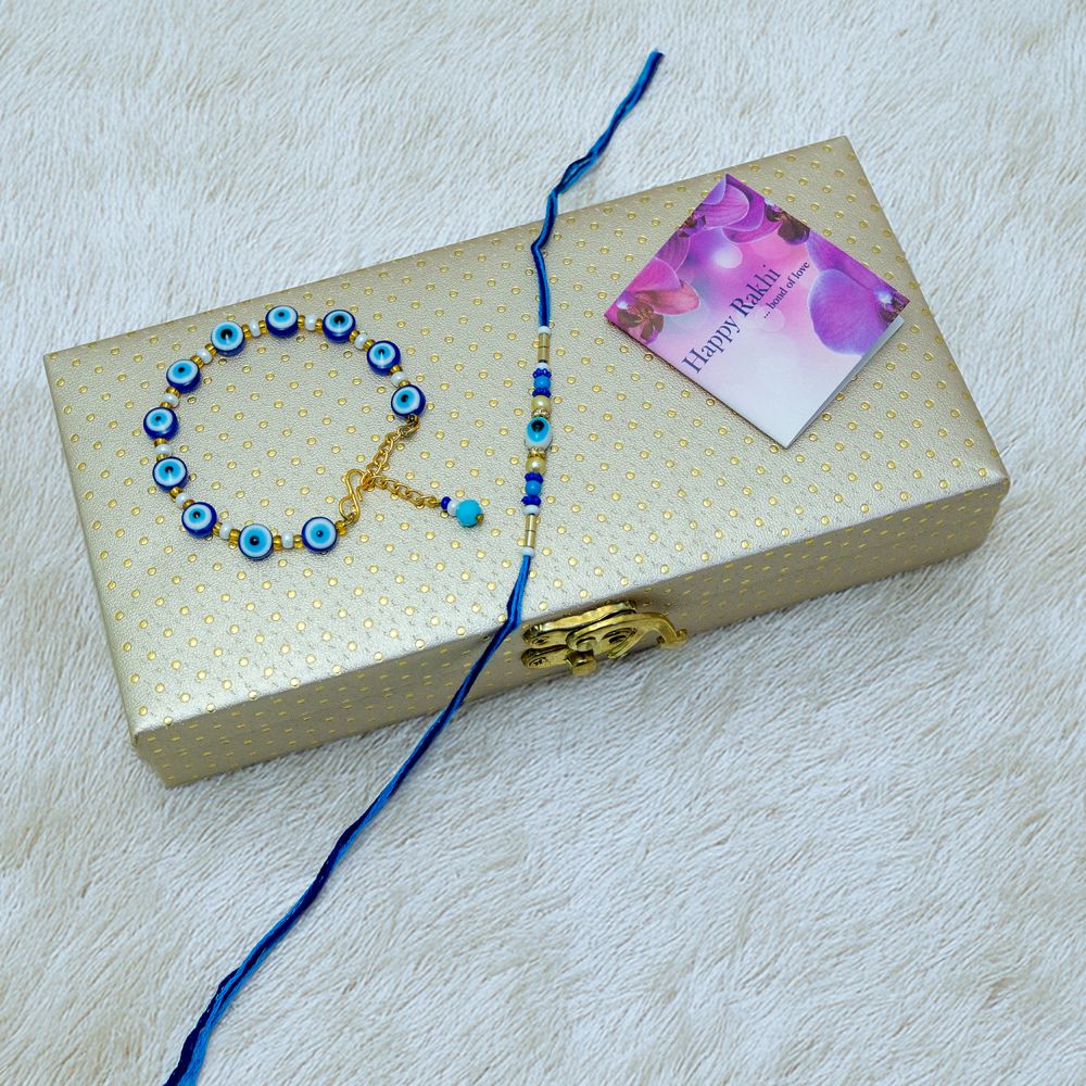 Evil Eye Bhaiya Bhabhi Rakhi Combo Pack with Designer Box Evil Eye Bhaiya Bhabhi Rakhi Combo Pack with Designer Box