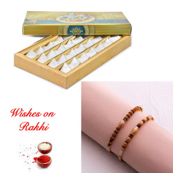 Exclusive Pearls Rakhi with Kaju Katli Sweet Surprise