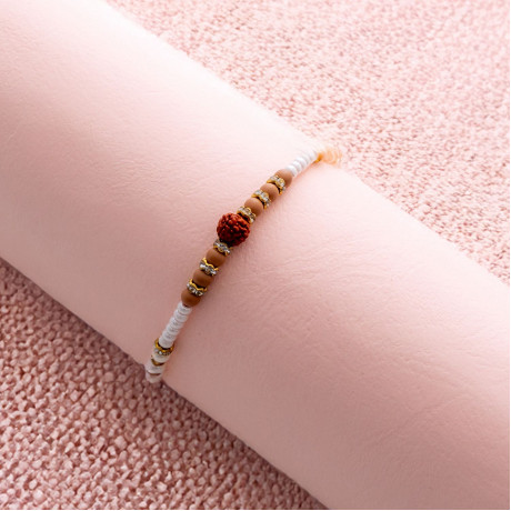 Exclusive Pearls Rakhi with Rudraksha