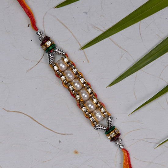 Exclusive Pearls Work Rakhi with AD and Beads